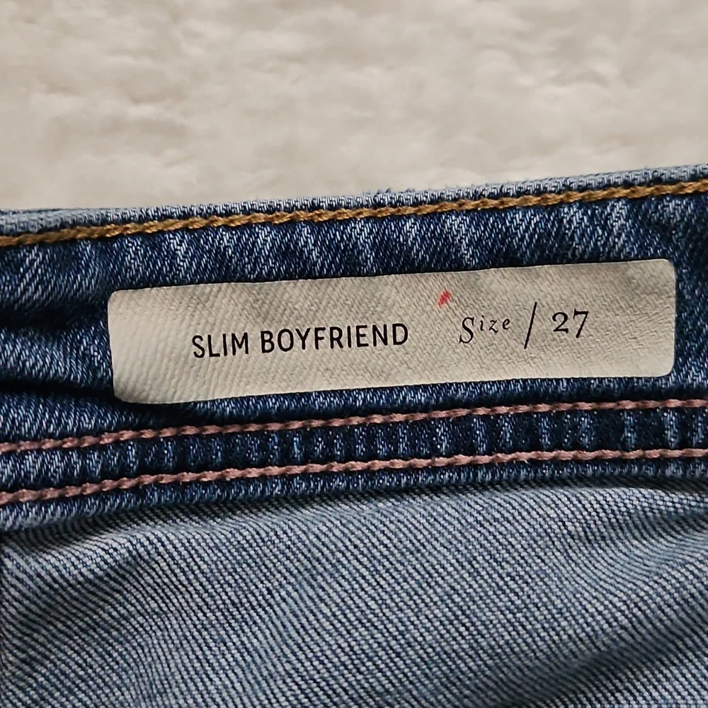 Anthropolgie Pilcro And The Letterpress Slim Boyfriend Distressed Jeans Blue 27 - Picture 12 of 12